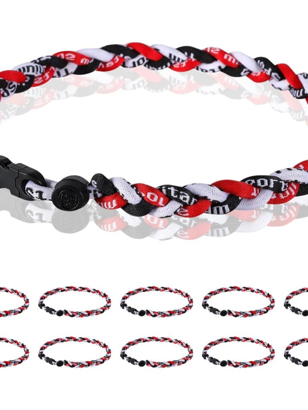 12 Pack Baseball Necklace 18inch, Team Gift for Baseball Funs, Three Braided Tit